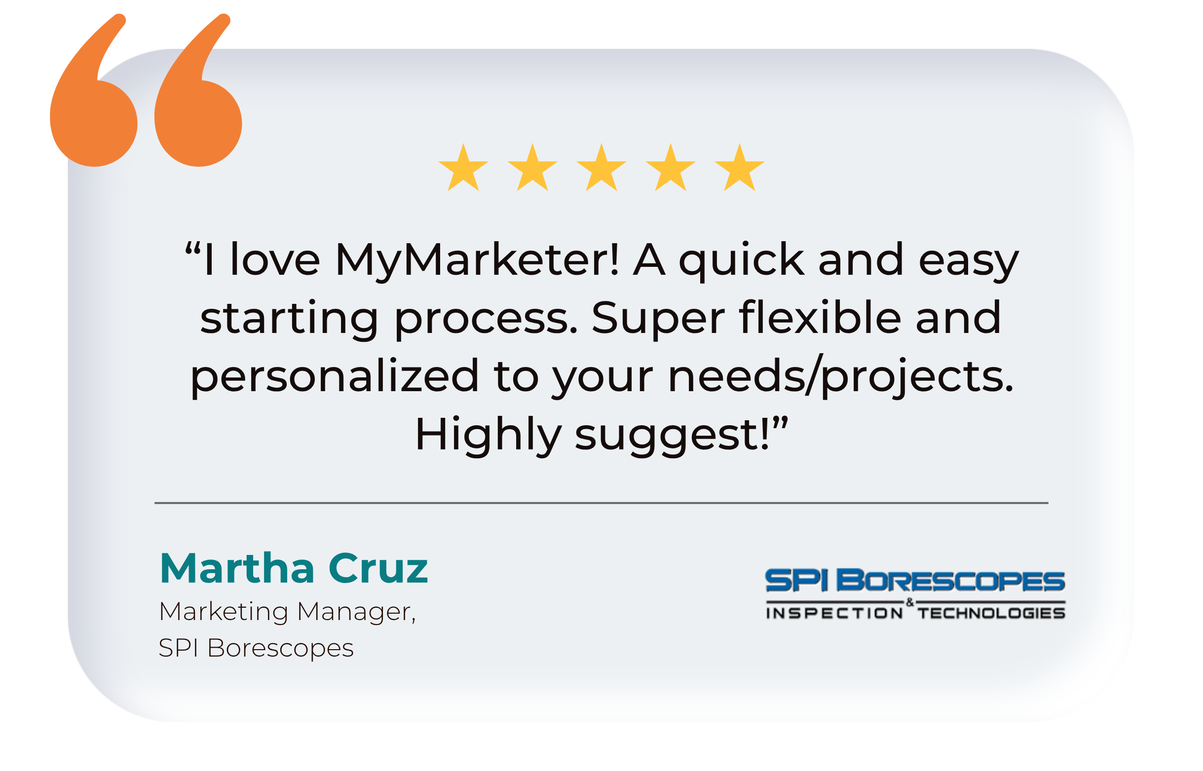Testimonial from Martha Cruz, Marketing Manager at SPI Borescopes